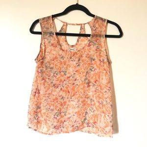 Sheer pink floral summer tank size S